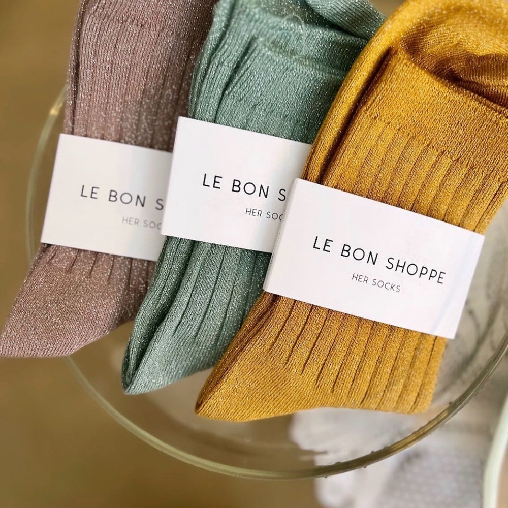Le Bon Shoppe Women’s Ribbed Casual Socks - Mustard, Sage, Taupe